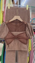 TEEN TOP Lacey Round Neck Crop Top With Trouser Sets